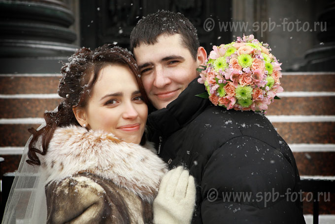 Зимняя свадебная фотосессия, телефон фотографа: 909-27-32, Владимир Григорьев, Санкт-Петербург
