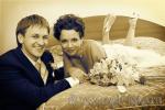 Жених и невеста в отеле Самсон, города Петергоф (пригород Санкт-Петербурга), ретро-фотография
