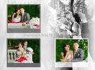 Свадебная фотосъемка в парке, молодожены на фоне зелени, коллаж для фото-книги