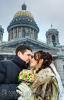 Свадебная прогулка зимой: февраль, снегопад, Исаакиевский собор, Санкт-Петербург