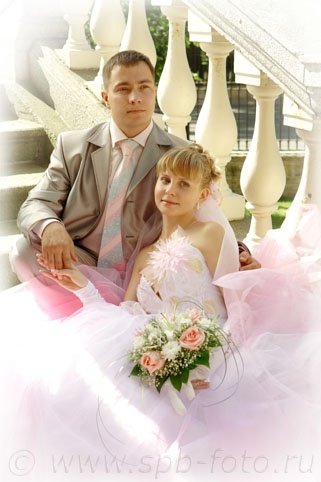 Розовое платье невесты, фото