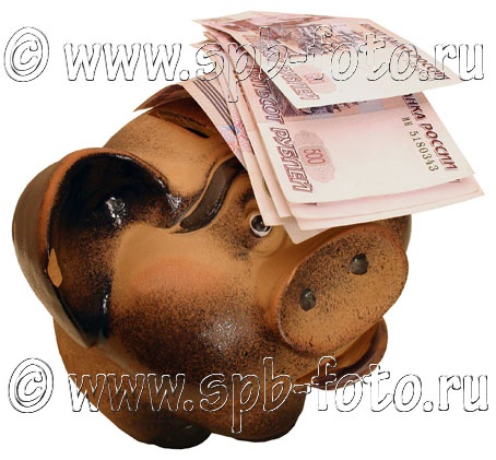 Свинья копилка с купюрами в 500 рублей, фото