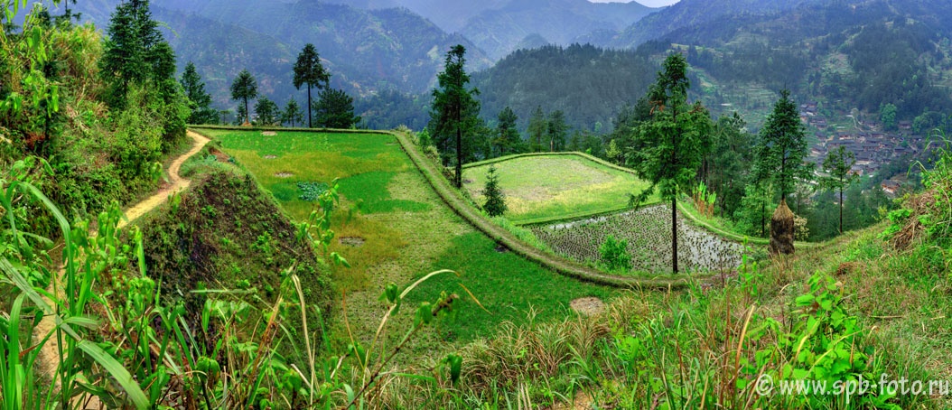 Рисовые террасы деревни Ланде, Юго-Западный Китай, фото
