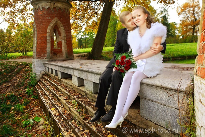 Свадьба в октябре, Царское село, Екатерининский парк, осень 2011 года, фото